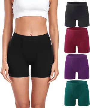 wirarpa Women's Modal Boy Shorts Panties Soft Microfiber Boxer Briefs Underwear 4 Pack