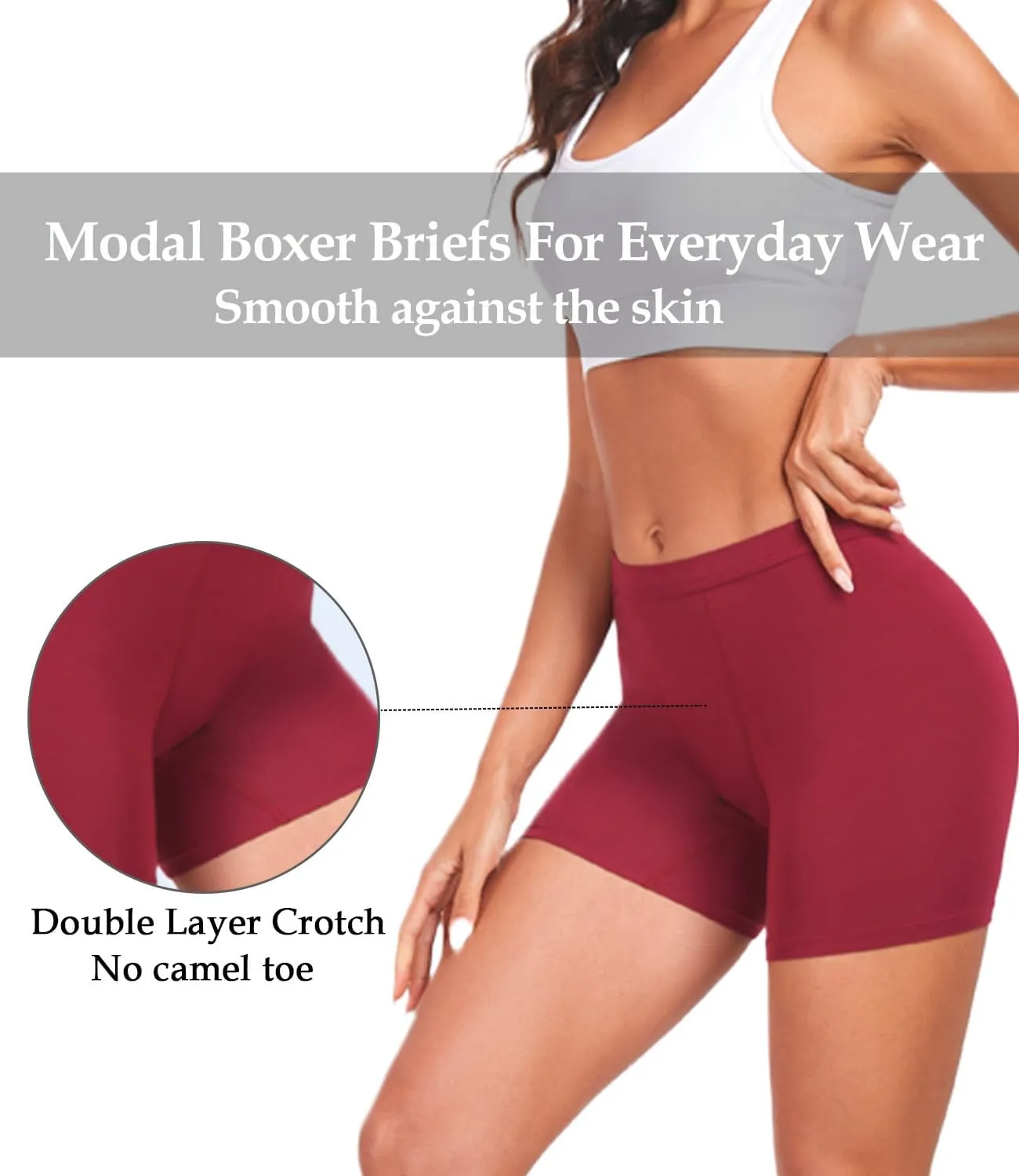 wirarpa Women's Modal Boy Shorts Panties Soft Microfiber Boxer Briefs Underwear 4 Pack
