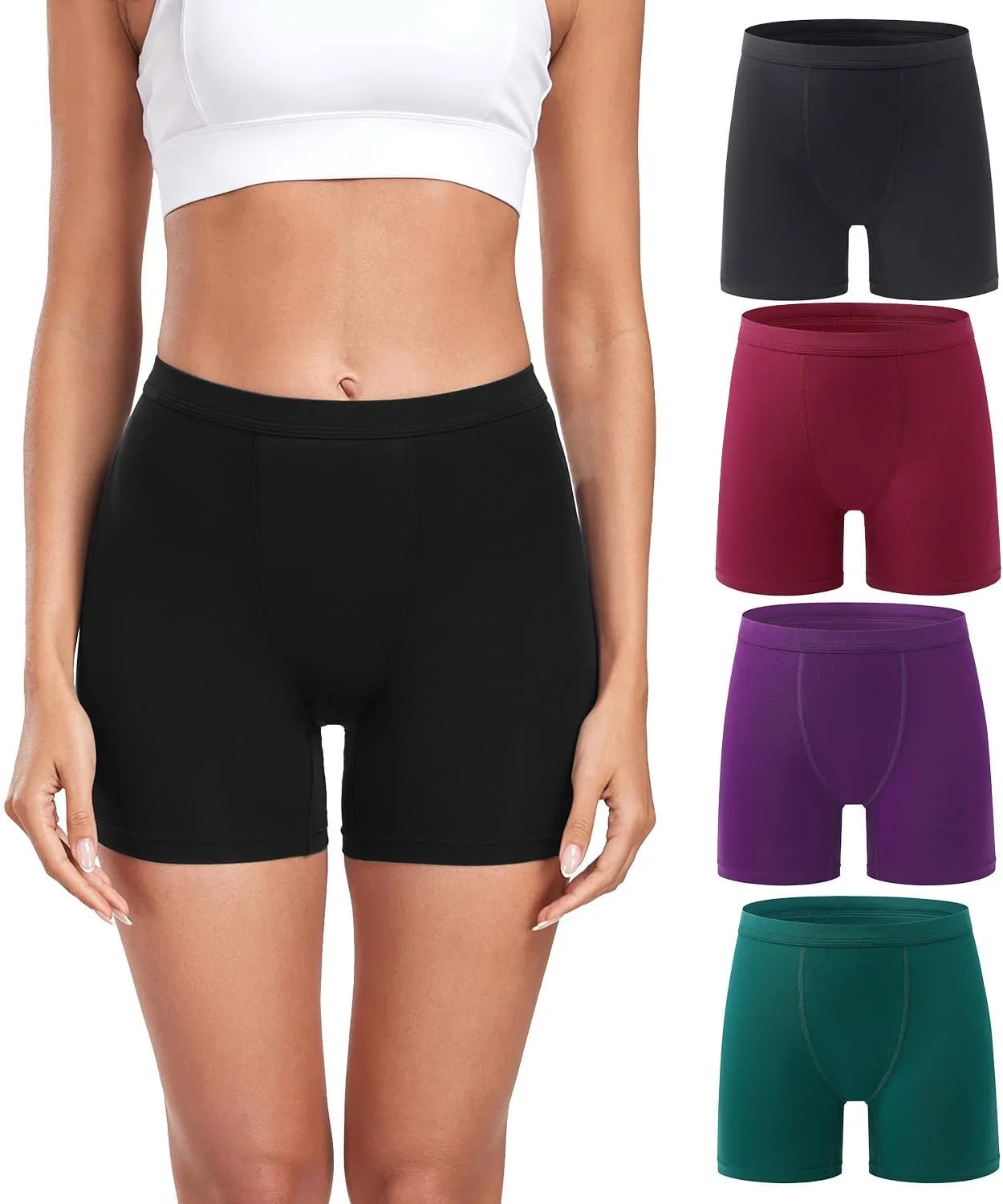 wirarpa Women's Modal Boy Shorts Panties Soft Microfiber Boxer Briefs Underwear 4 Pack