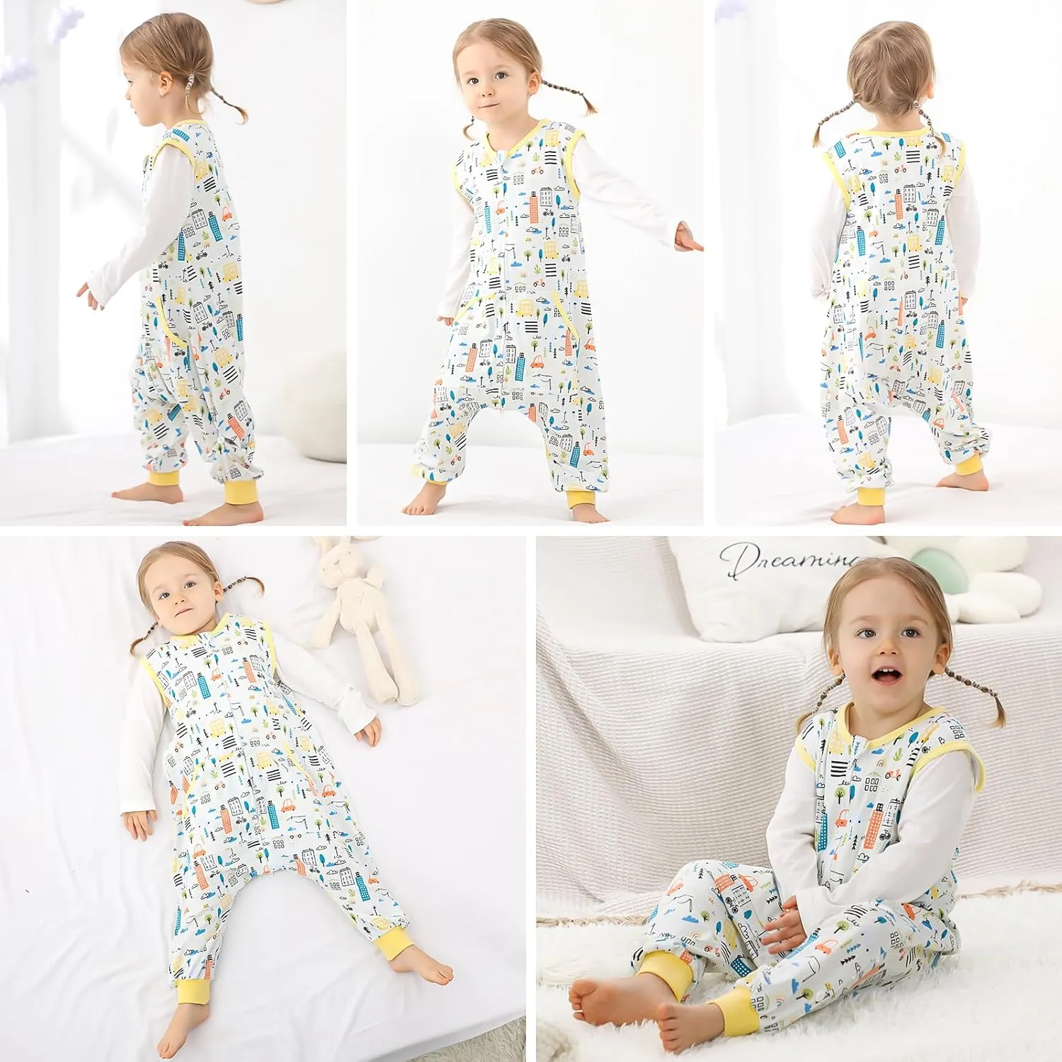 WONDAY Baby Toddler Sleep Sack with feet, Sleep Sack with Legs Baby Wearable Blanket, Sleeveless Toddler Sleeping Sack with Feet（Car,12month-2T)