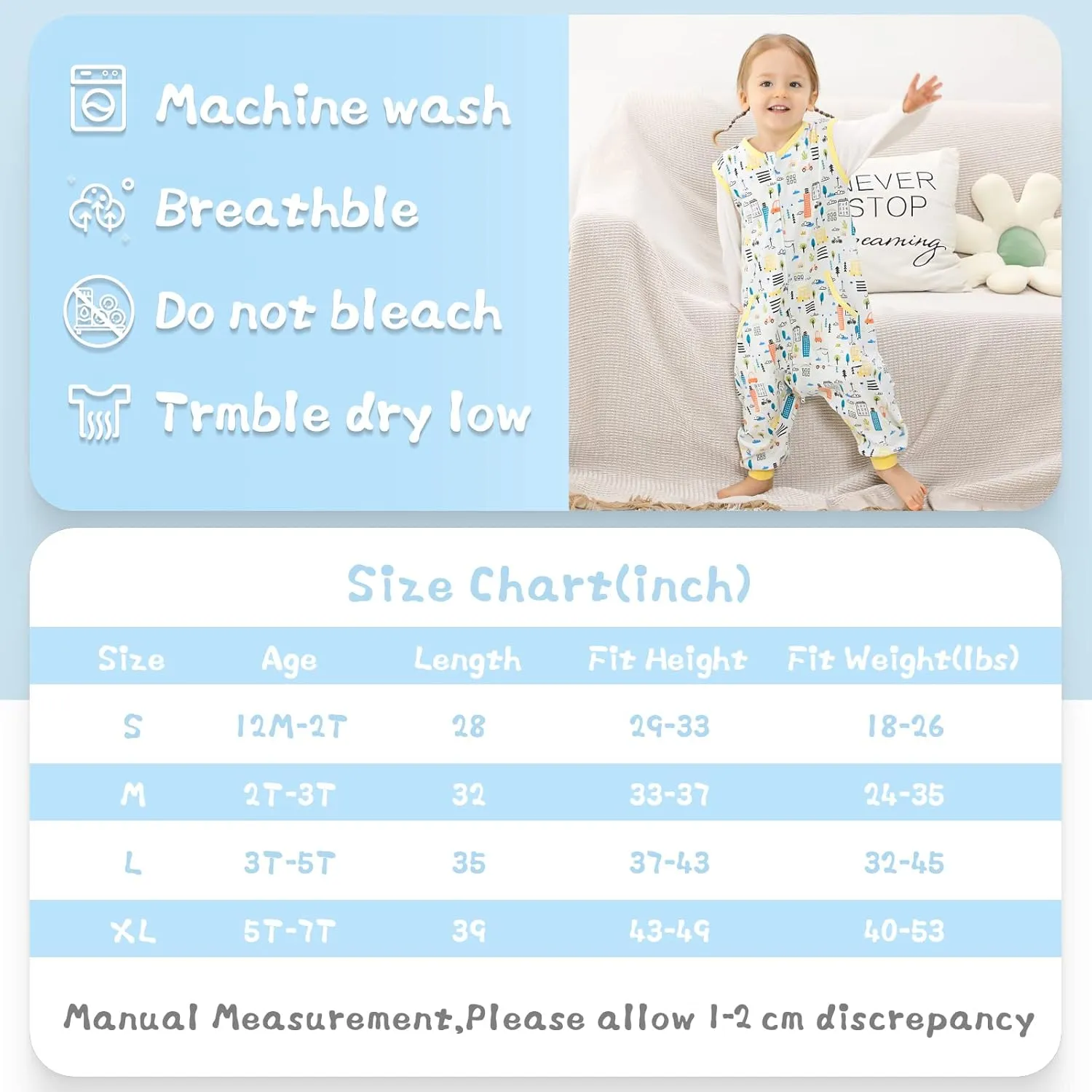 WONDAY Baby Toddler Sleep Sack with feet, Sleep Sack with Legs Baby Wearable Blanket, Sleeveless Toddler Sleeping Sack with Feet（Car,12month-2T)