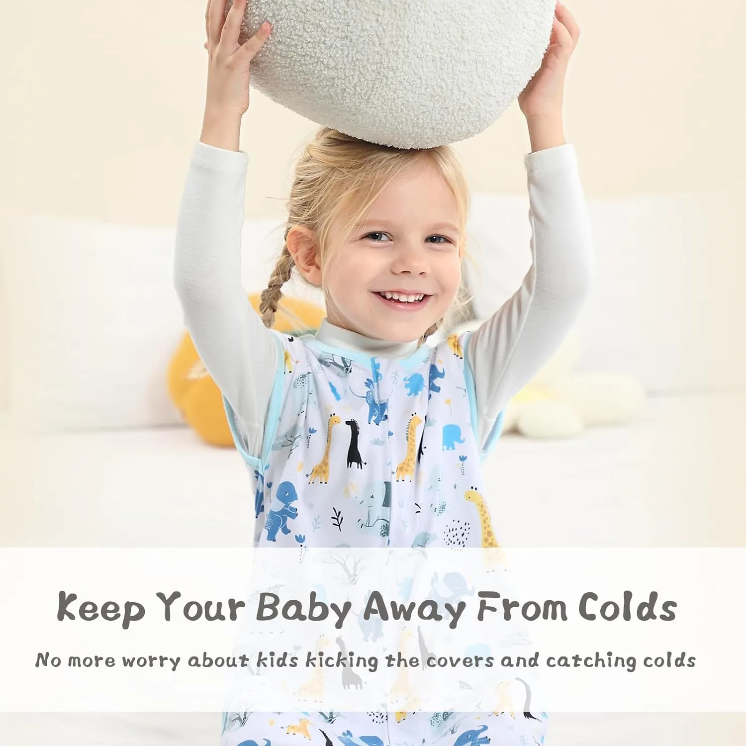 WONDAY Toddler Sleep Sack with Legs, Toddlers Sleeping Sacks with Feet, 0.5TOG Cotton 12-18 Months 18-24 Months Baby Wearable Blanket (Colourful, 12-24month)