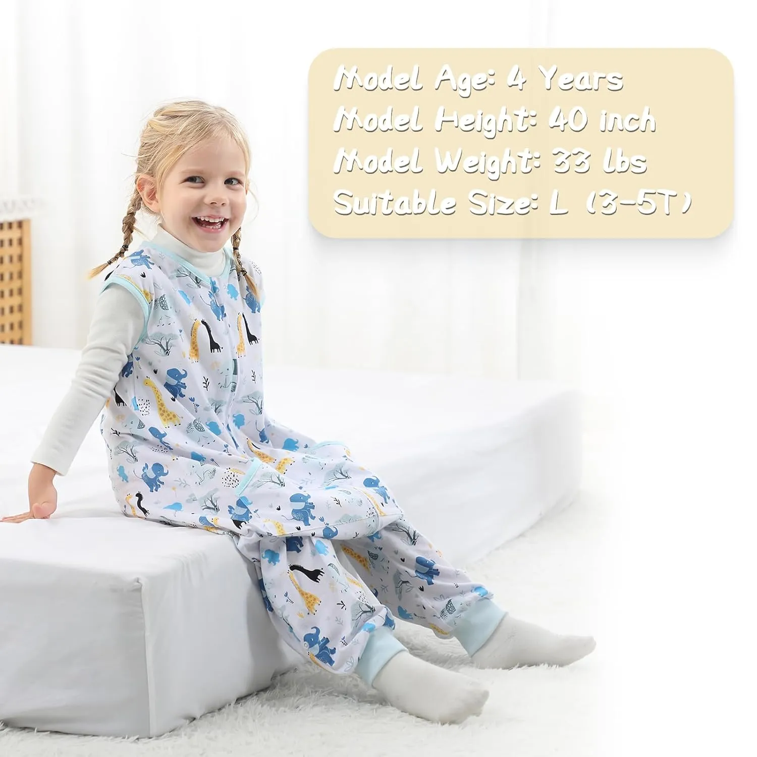 WONDAY Toddler Sleep Sack with Legs, Toddlers Sleeping Sacks with Feet, 0.5TOG Cotton 12-18 Months 18-24 Months Baby Wearable Blanket (Colourful, 12-24month)