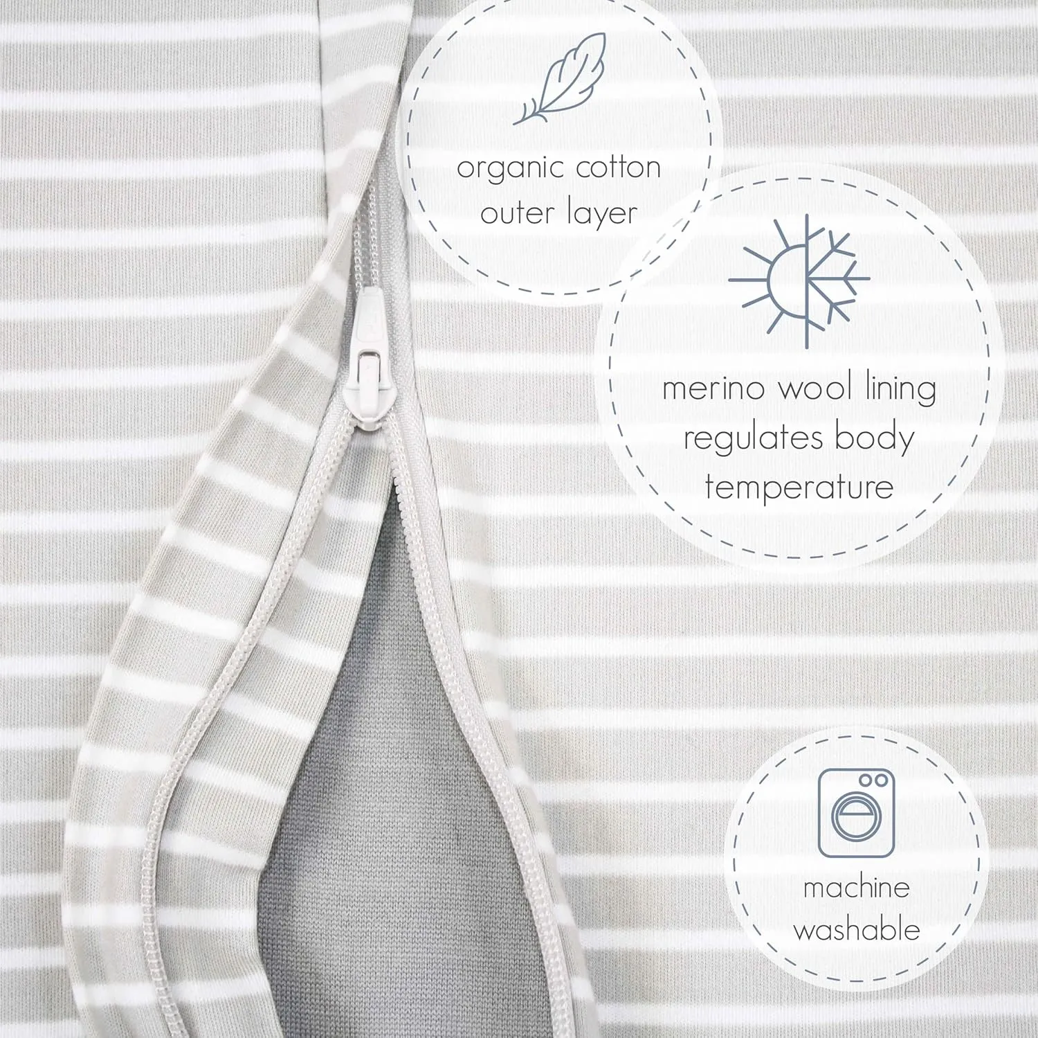 Woolino 4 Season Baby Sleep Bag with Feet Opening, Australian Merino Wool and Organic Cotton, Toddler Sleeping Bag, 18-36mo, Teddy Bear