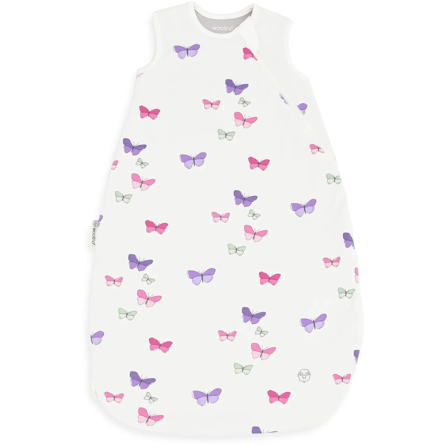 Woolino Merino Wool and Organic Cotton Baby Sleep Bag - 4 Season Classic Sleep Sack for Baby - Two-Way Zipper Sleeping Bag for Baby and Toddler - 6-18 Months - Butterfly