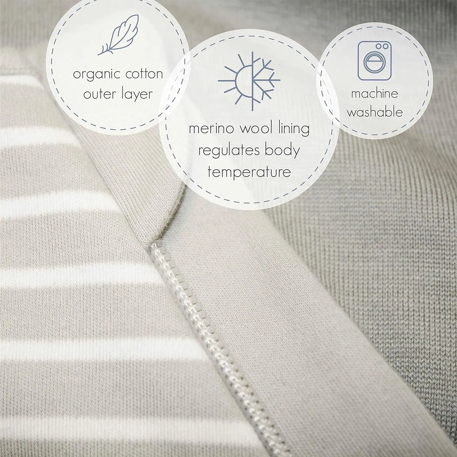 Woolino Merino Wool and Organic Cotton Baby Sleep Bag - 4 Season Classic Sleep Sack for Baby - Two-Way Zipper Sleeping Bag for Baby and Toddler - 6-18 Months - Butterfly