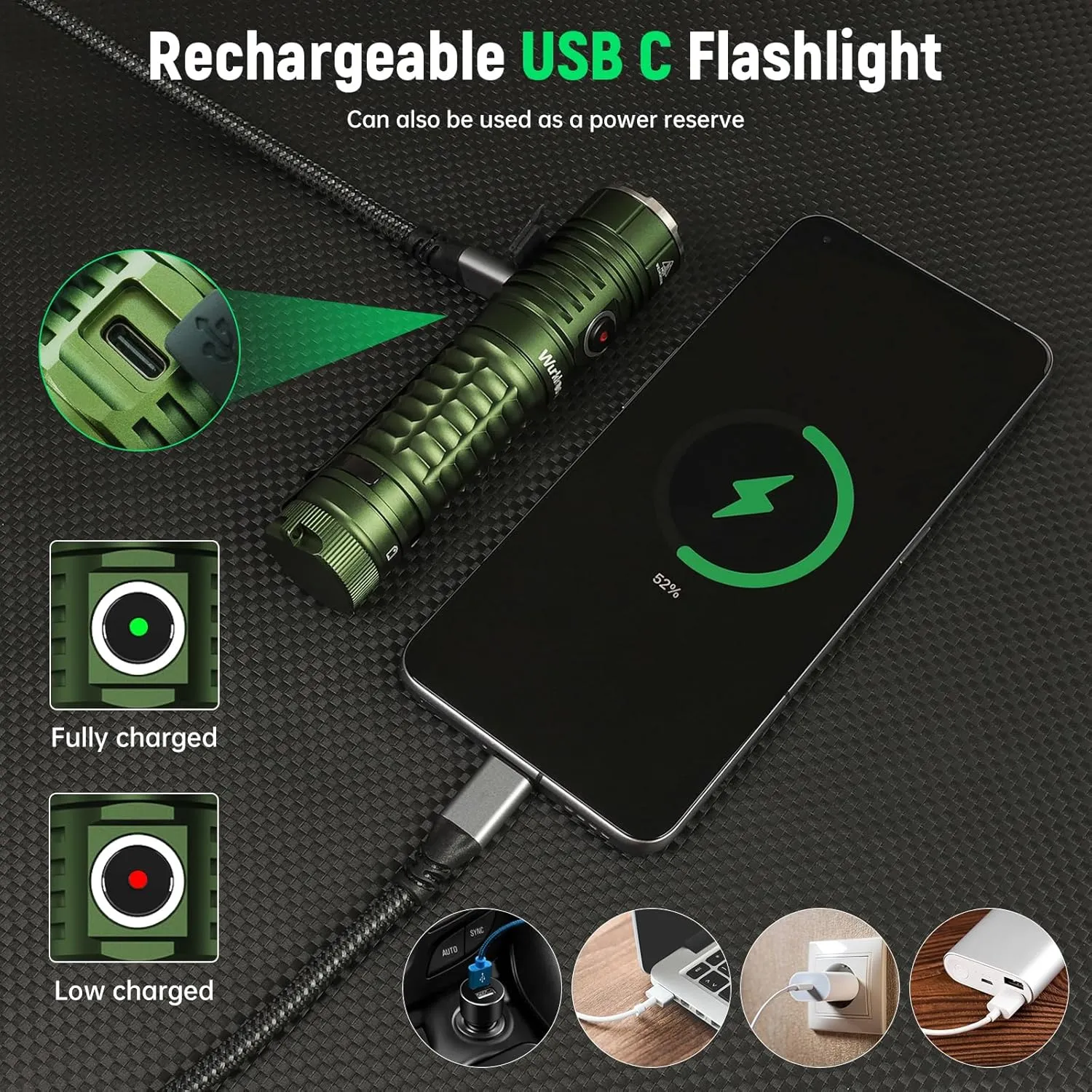 Wurkkos LED Flashlight High Lumen Rechargeable - TS22 4500 lm Super Bright 70.3 HI LED Flashlight USB C Charging IP68 - Constant Current Output Flashlight for Dog Walking Ramping Emergency Hiking