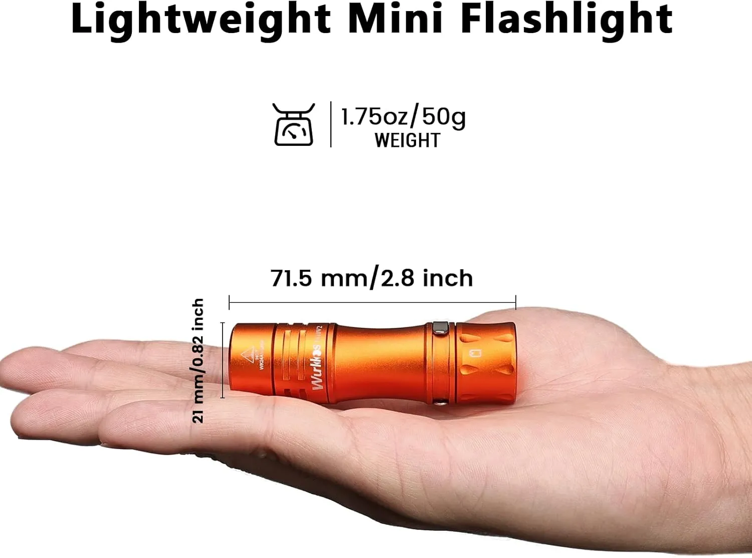 Wurkkos TS10 Minil EDC Flashlight Rechargeable, 3Pcs Main 90CRI LEDs Amazing 1-1400Lumen Brightness and 3Pcs Color Aux Emittter (Orange - 4000K)