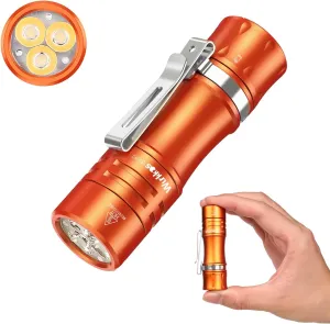 Wurkkos TS10 Minil EDC Flashlight Rechargeable, 3Pcs Main 90CRI LEDs Amazing 1-1400Lumen Brightness and 3Pcs Color Aux Emittter (Orange - 4000K)