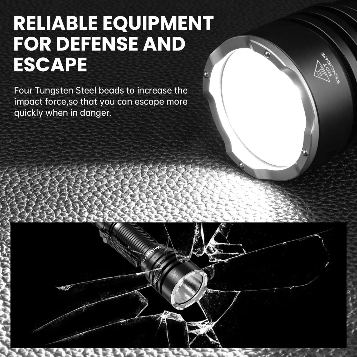 Wurkkos TS23 Tactical Flashlight,5000 High Lumens Rechargeable Flashlight,70.3 HI LED 482M Attack Head LED Flashlights,IP68 Waterproof Flashlights for Emergency,Repair,Camping,Hiking