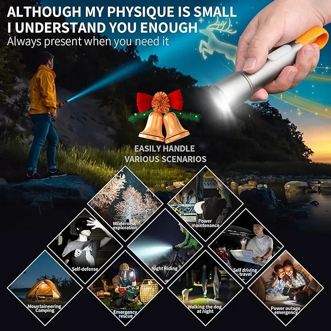 X723 LED Flashlights with 3000 High Lumens - Bright Zoomable Rechargeable Flashlights with 9 Modes for home, IPX6 Waterproof Small FlashLight for Emergencies, Camping, Hiking and Outdoor Use