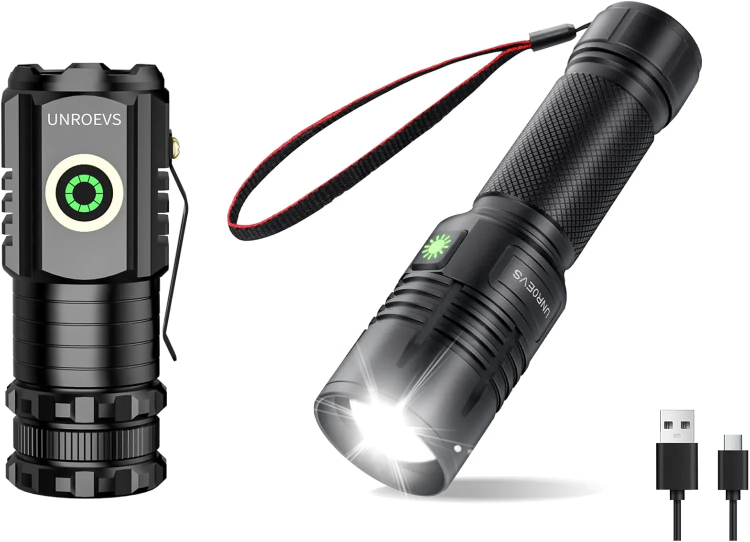 XC01 Mini Flashlight 2550 Lumens Bundles with S30 Rechargeable Flashlights High Lumens,1500 Lumens Powerful Tactical Flash Light,Zoomable Linternas with Memory Function,5 Modes,