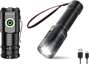 XC01 Mini Flashlight 2550 Lumens Bundles with S30 Rechargeable Flashlights High Lumens,1500 Lumens Powerful Tactical Flash Light,Zoomable Linternas with Memory Function,5 Modes,