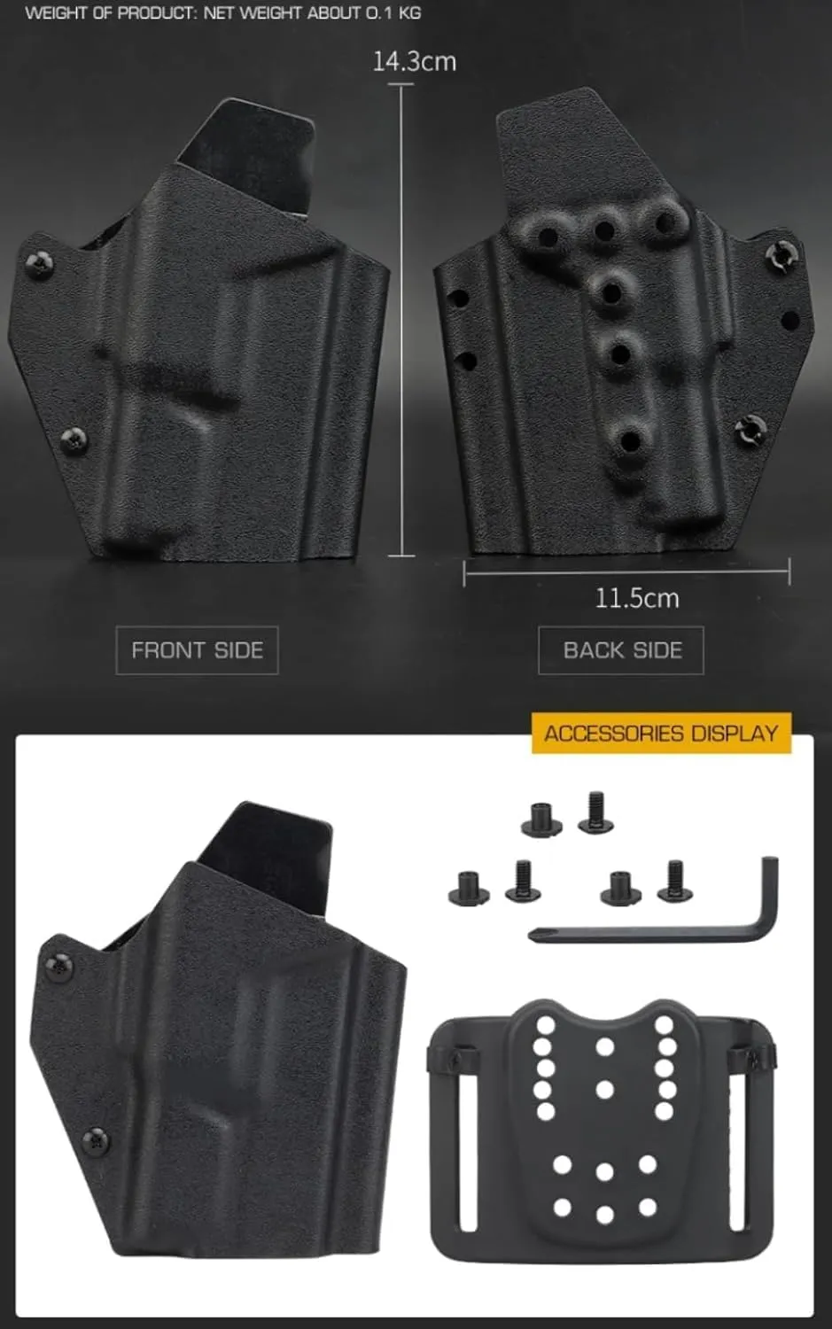 X.C1 Flashlight Tactical Quick-Draw Holster K.ydex Material for G1ock 17/19/19X/45 Outdoor Hunting CS Airsoft Game Holster