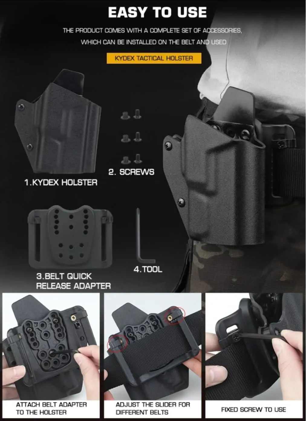 X.C1 Flashlight Tactical Quick-Draw Holster K.ydex Material for G1ock 17/19/19X/45 Outdoor Hunting CS Airsoft Game Holster