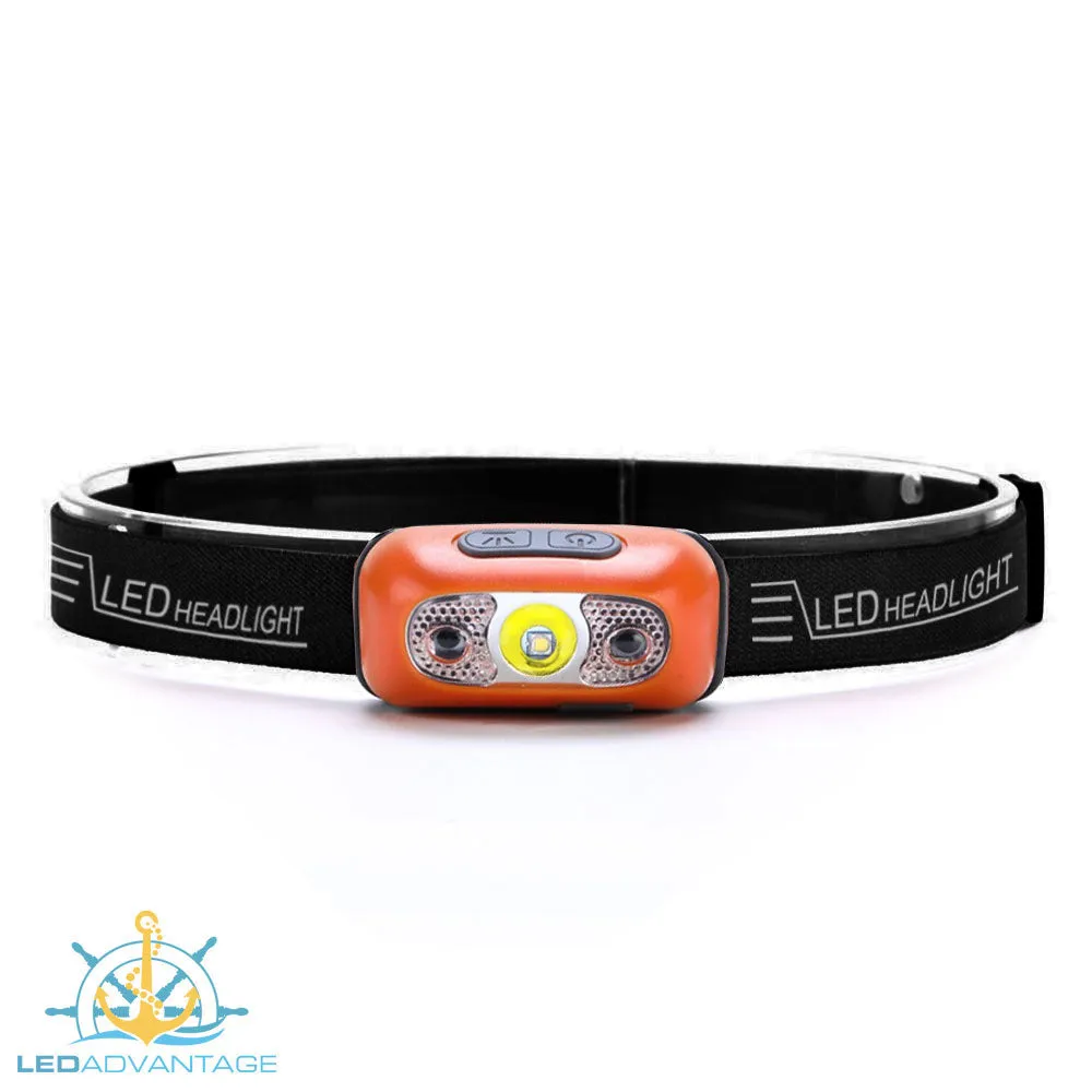 XDLED35-Fire Orange 2 Watt LED Light-Weight Fishing Headlamp (Sensor - Wave On/Off)