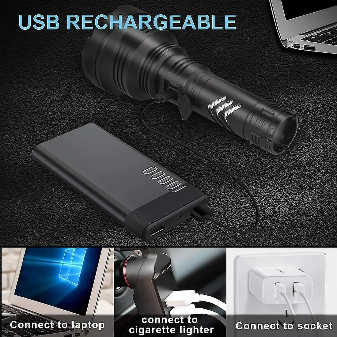XHP90 Ultra Powerful Flashlight  USB Rechargeable Tactical Torch
