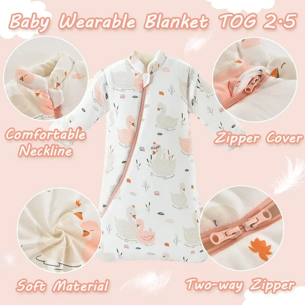 XIFAMNIY Baby Wearable Blanket Toddler Kids Sleeping Bag Detachable Long Sleeve Swaddle 0-5T……