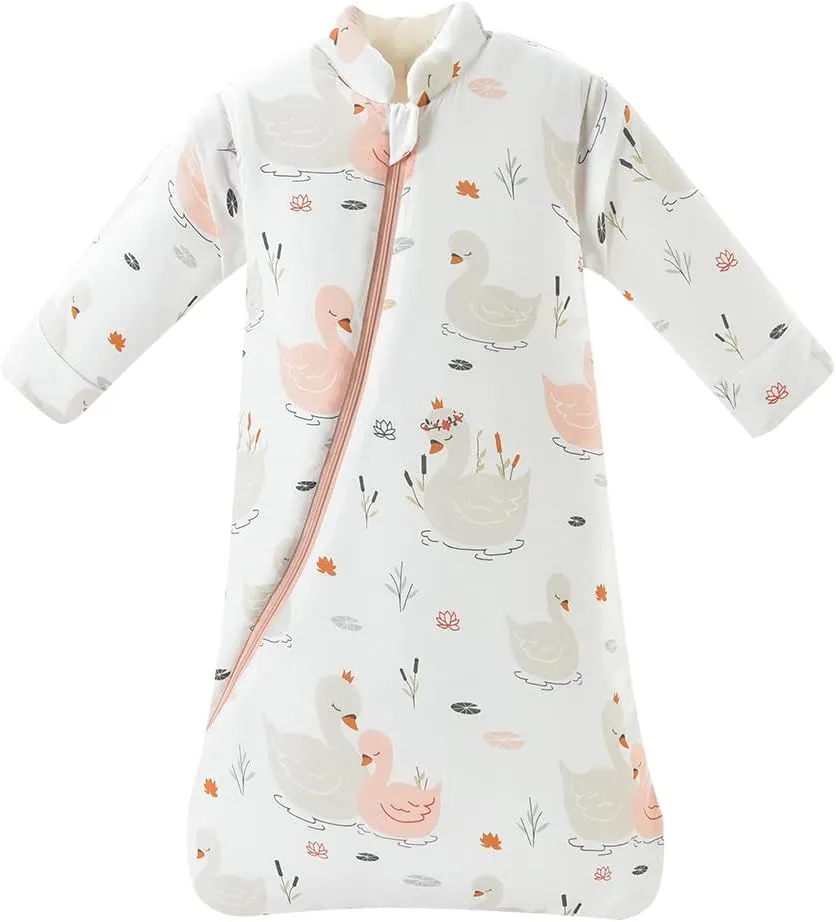 XIFAMNIY Baby Wearable Blanket Toddler Kids Sleeping Bag Detachable Long Sleeve Swaddle 0-5T……