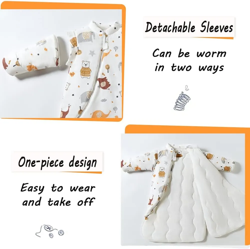 XIFAMNIY Baby Wearable Blanket Toddler Kids Sleeping Bag Detachable Long Sleeve Swaddle 0-5T……
