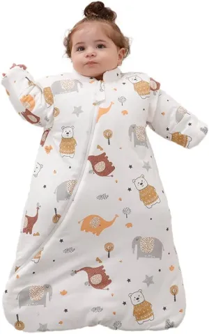 XIFAMNIY Baby Wearable Blanket Toddler Kids Sleeping Bag Detachable Long Sleeve Swaddle 0-5T……