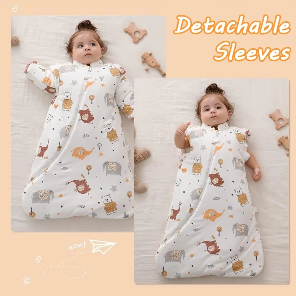 XIFAMNIY Baby Wearable Blanket Toddler Kids Sleeping Bag Detachable Long Sleeve Swaddle 0-5T……