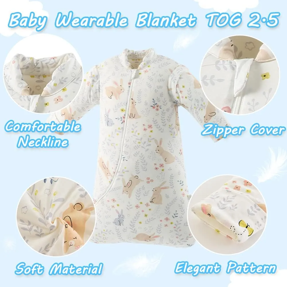 XIFAMNIY Baby Wearable Blanket Toddler Kids Sleeping Bag Detachable Long Sleeve Swaddle 0-5T……