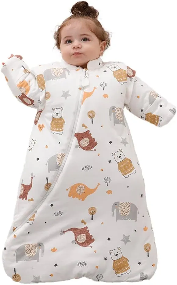 XIFAMNIY Baby Wearable Blanket Toddler Kids Sleeping Bag Detachable Long Sleeve Swaddle 0-5T……