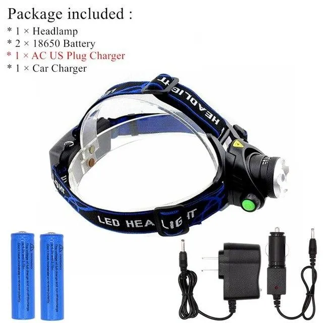 XML Q5 T6 L2 LED Headlamp Flashlight 3 Mode Headlight Zoomable LED Head Lamp Torch Light Use 18650 Battery For Outdoor Hunting