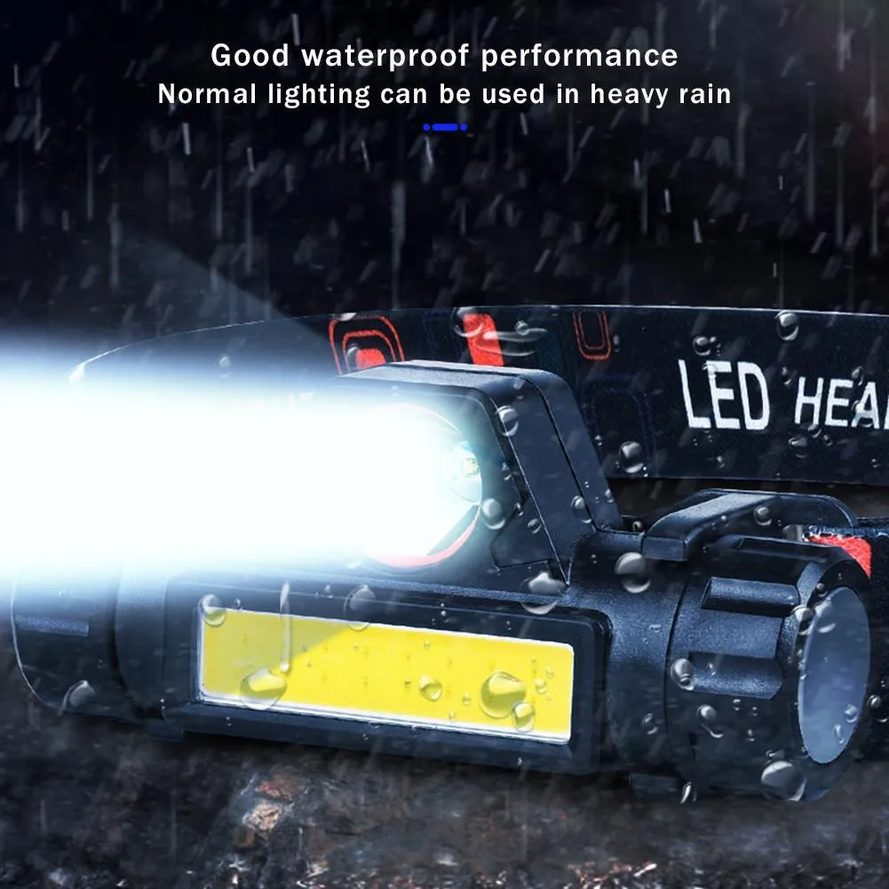 XPE COB Head Lamp Portable Mini USB Flashlight Waterproof Headlamp Work Light for Night Fishing Riding Camping