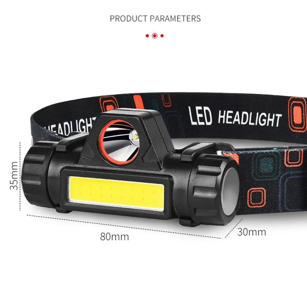 XPE COB Head Lamp Portable Mini USB Flashlight Waterproof Headlamp Work Light for Night Fishing Riding Camping