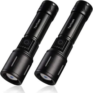 Yanfoam Rechargeable Flashlights High Lumens - 1000LM Super Bright LED Small Powerful Tactical Flashlight 3 Modes High Powered Flash Light Handheld Flashlights for Home Emergencies Camping - 2 Pack