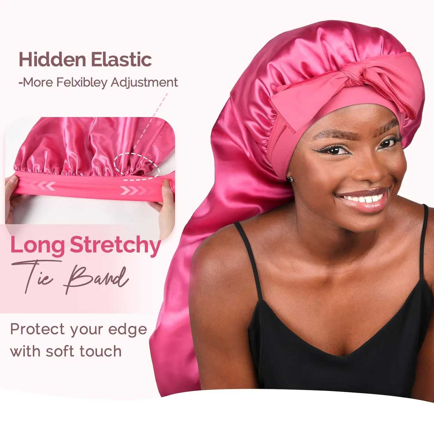 YANIBEST Silk Bonnet for Sleeping Braid Bonnet for Long Hair with Tie Band Bonnet for Braids for Black Women Curly Hair Locs