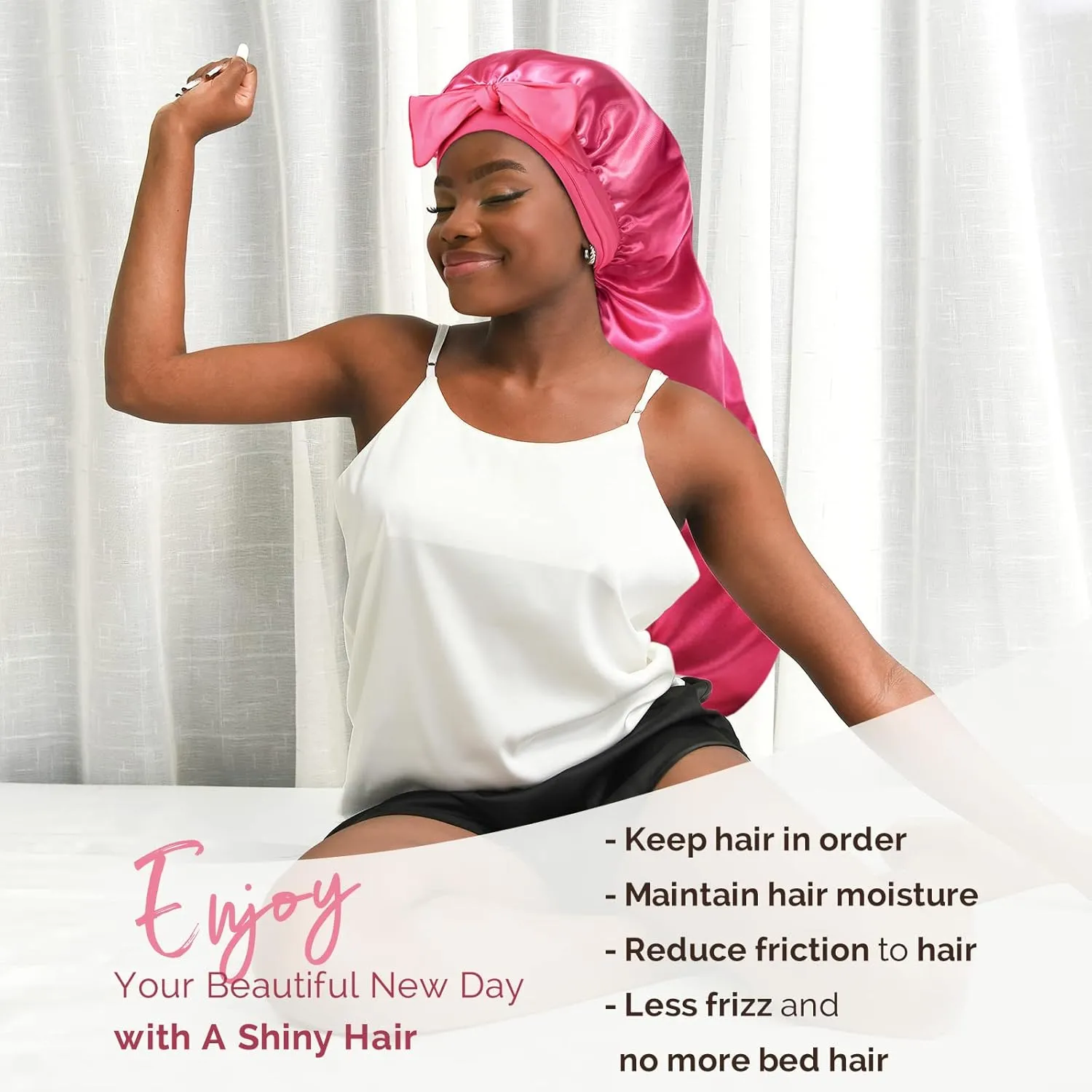 YANIBEST Silk Bonnet for Sleeping Braid Bonnet for Long Hair with Tie Band Bonnet for Braids for Black Women Curly Hair Locs