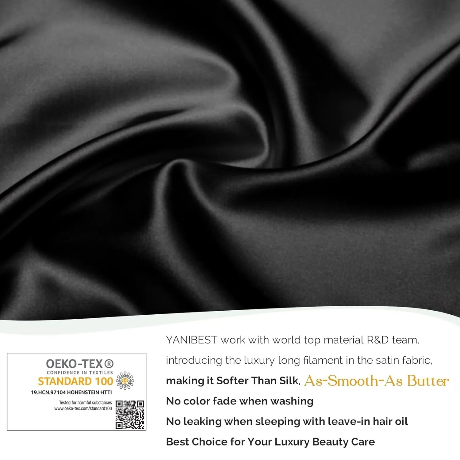 YANIBEST Silk Bonnet for Sleeping Women Braid Bonnet for Long Hair with Tie Band Satin Bonnet for Braids Hair Sleeping Cap Gifts for Women Black