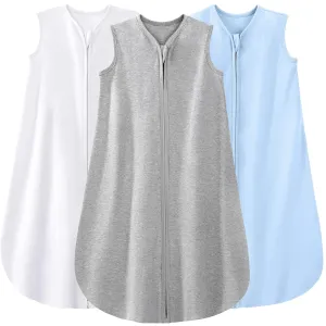 Yoofoss Baby Sleep Sack 0-6 Months 100% Cotton 0.5 TOG Baby Sleeping Bag 2-Way Zipper Toddler Wearable Blankets 3 Pack Breathable Lightweight (Small)