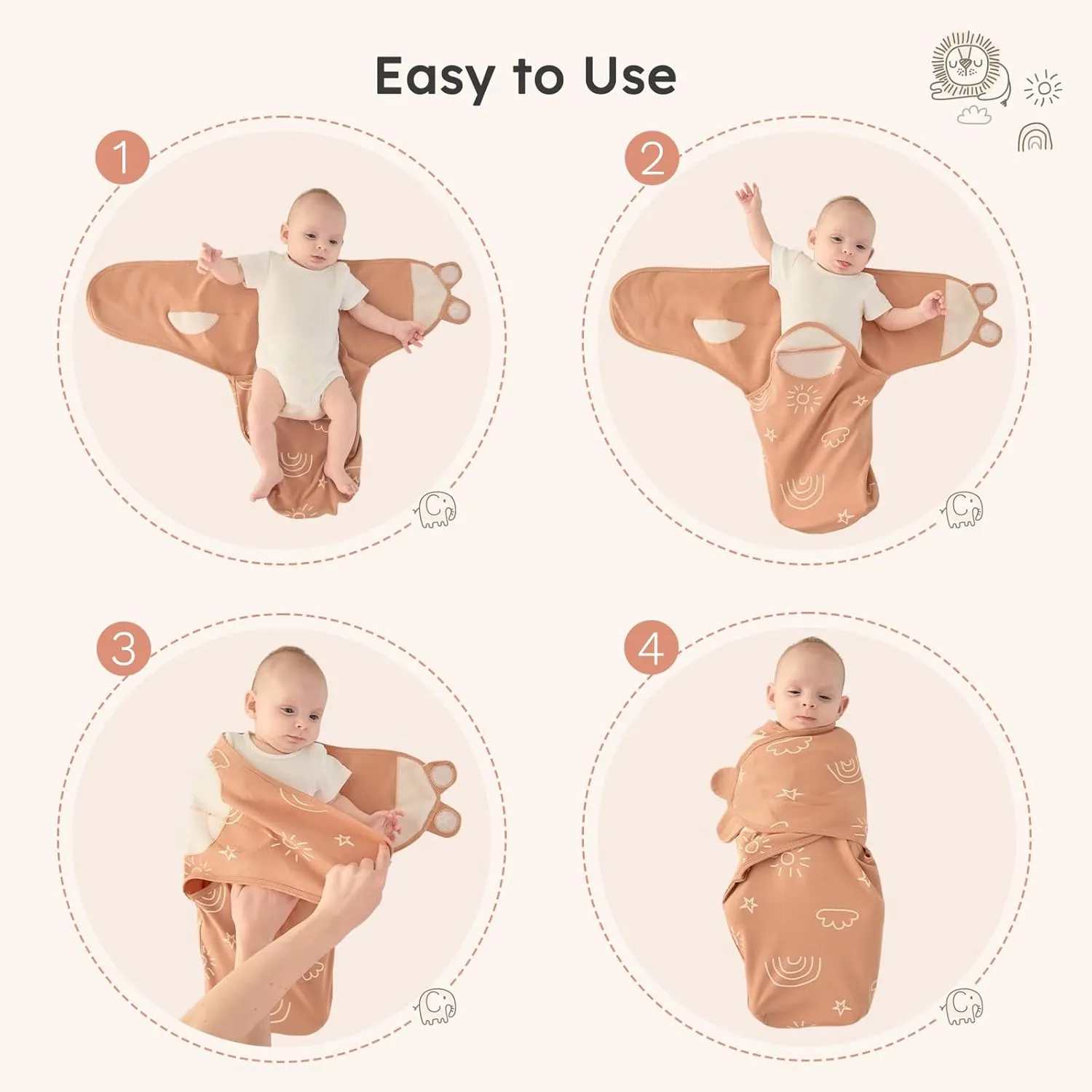 Yoofoss Baby Swaddles for Newborns 100% Organic Cotton, Adjustable Swaddle Sleep Sack 0-3 Months Newborn Swaddle Sack, Breathable Soft(Small)