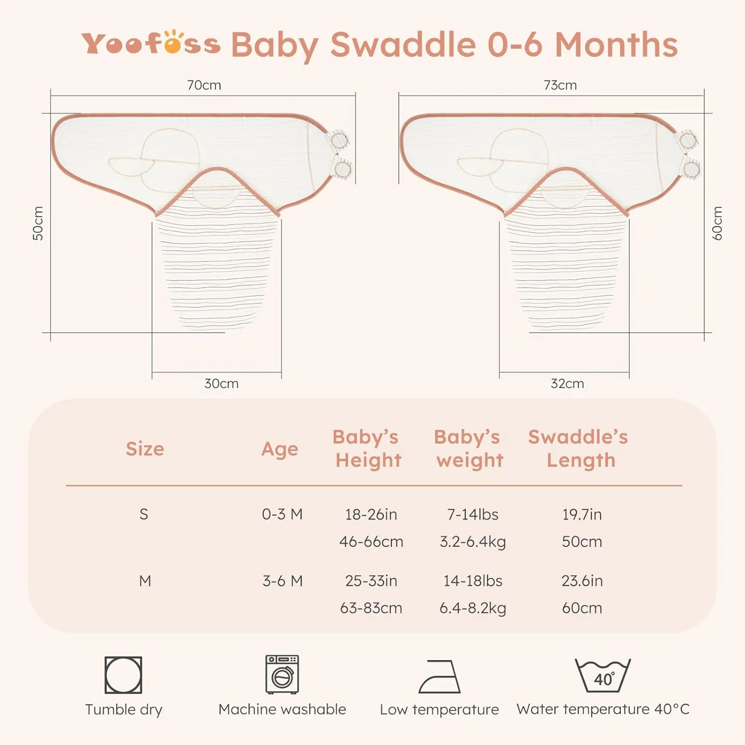 Yoofoss Baby Swaddles for Newborns 100% Organic Cotton, Adjustable Swaddle Sleep Sack 0-3 Months Newborn Swaddle Sack, Breathable Soft(Small)