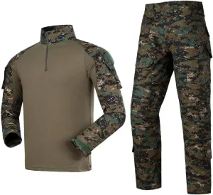 YUSHOW Mens Tactical Military Uniform Set Camouflage Tactical Shirt Pants Gear Suit