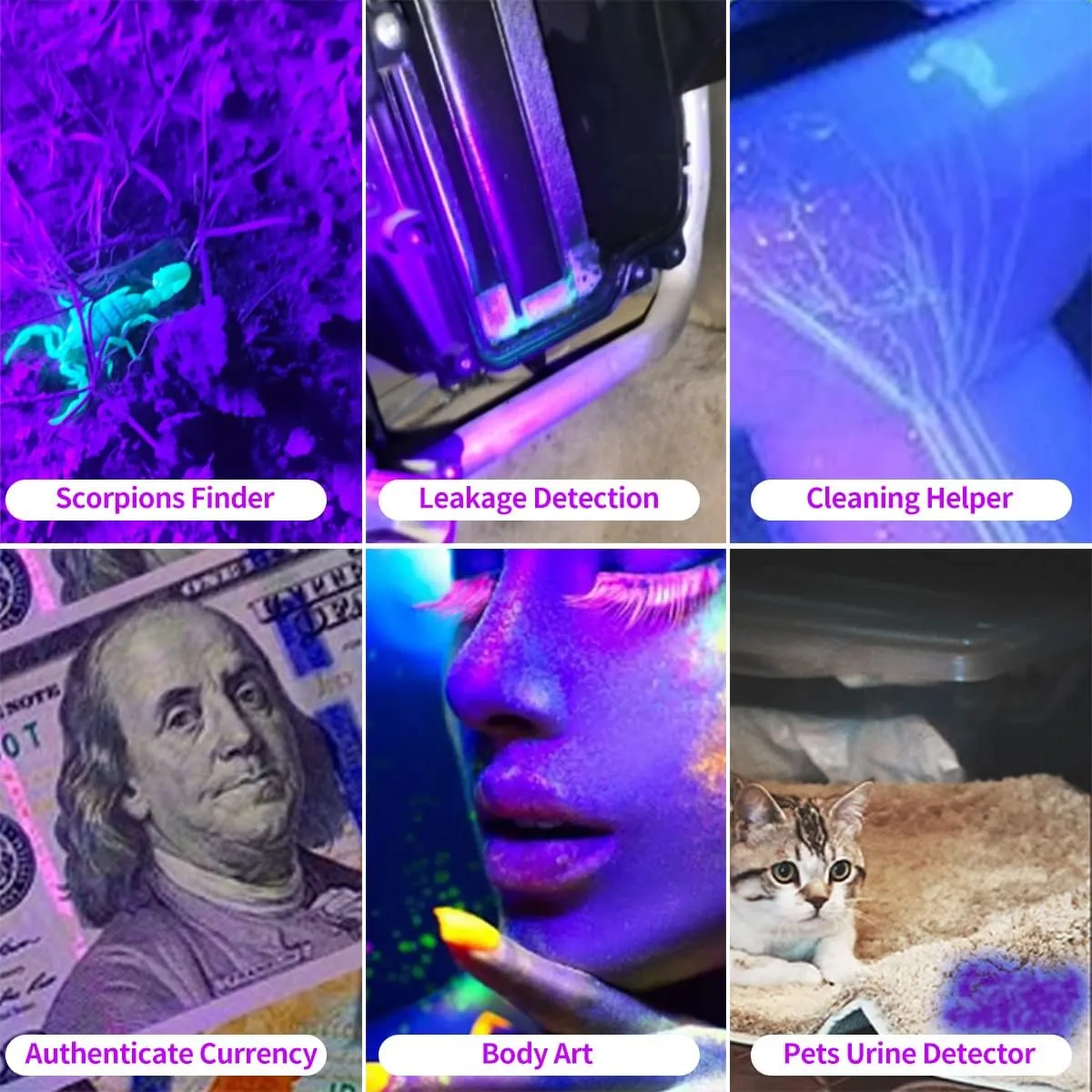 YZYOE Rechargeable Black Light UV Flashlights, Black Light Flashlight Mini,395 nm LED Flashlight， Dry Stains, Bed Bug，Detecting Banknotes,Finding Scorpions.