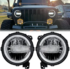 Z-OFFROAD DOT Approved 9 Inch LED Headlights w/White Halo DRL Compatible with Jeep Wrangler JL 2018-2022 Jeep Gladiator JT Hi/Lo Beam Adjustable Headlamp Replacement