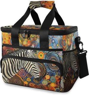 Zebra Rainbow Polka Dot Cooler Bag Insulated Cooler Soft Sided Cooler 24 Can Portable Picnic Bag Large Leakproof Lunch Bag Box for Beach Grocery Camping Travel Car Men Women