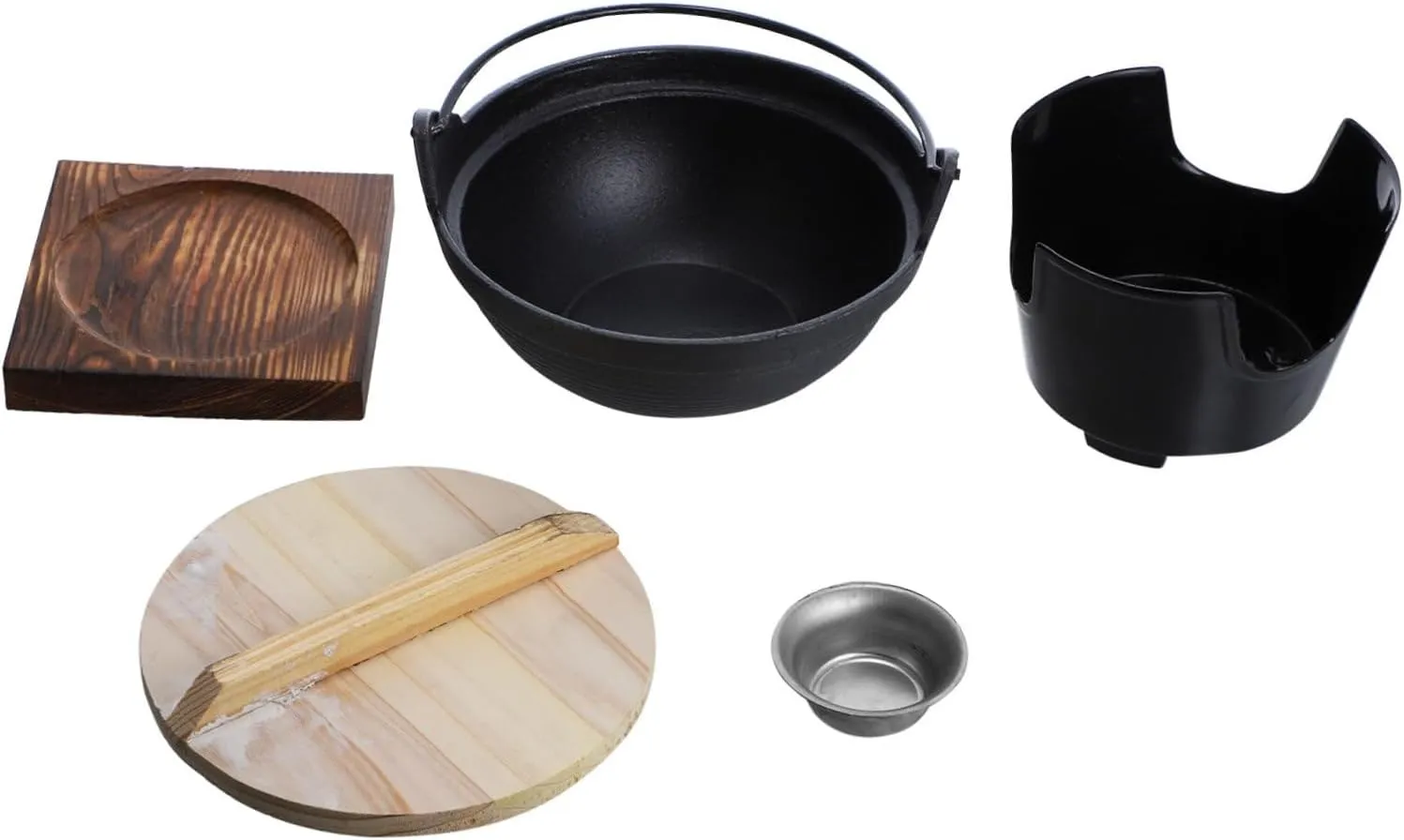 Zerodeko 1Set Camping Cookware Cast Pot with Base for Outdoor Cooking Hiking Picnic and for Family Gatherings
