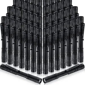 Zhengmy 50pack LED Flashlight Bulk Father's Day Gift for Men, 5 Inch Small Pocket Flashlight with Clip Aaa Battery Powered Compact Mini Edc Pen Light Handheld Tiny Portable for Tight Spaces, Emergency