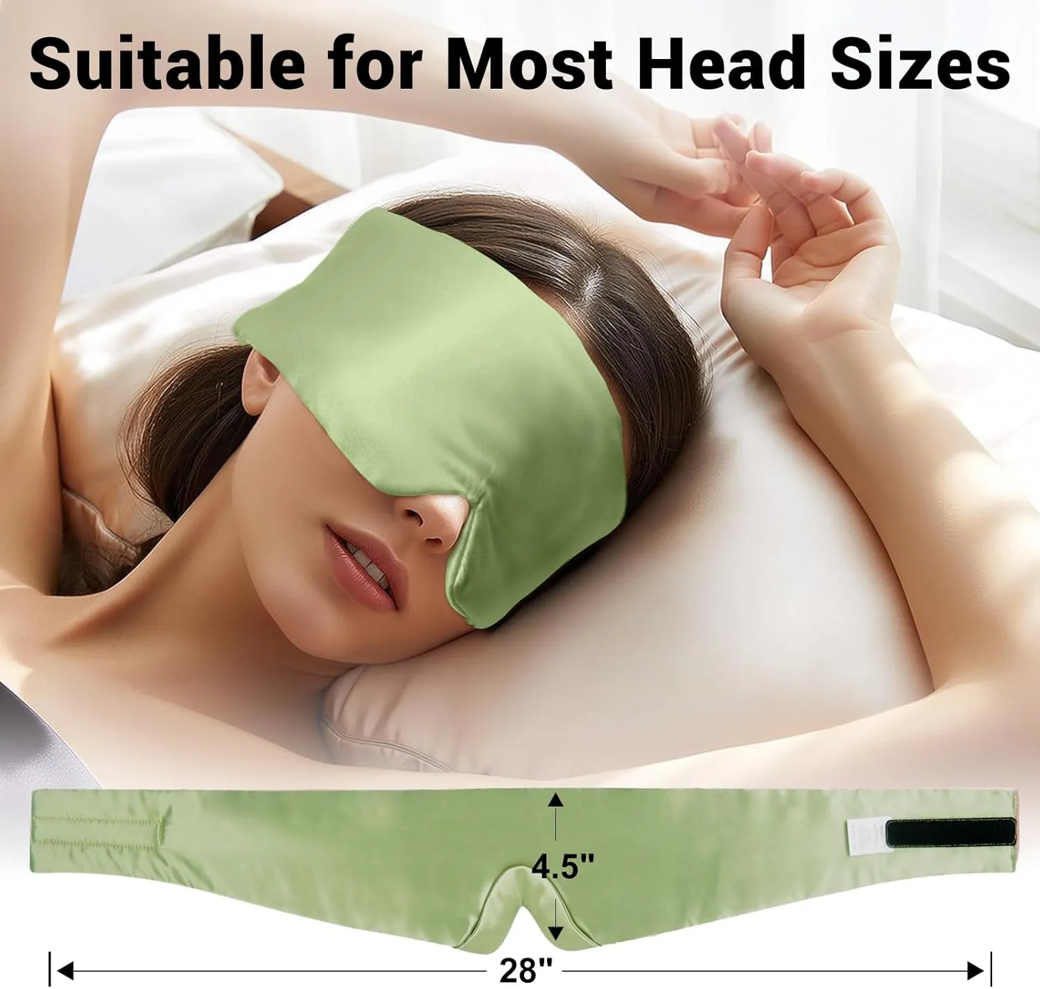 ZIMASILK 100% 22 Momme Mulberry Silk Sleep Mask - Full Silk Filled, Ultra-Soft & Breathable, Face-Hugging Total Blackout Eye Cover for Sleeping (Sage Green)