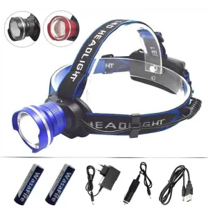 Zoom 3 Modes Headlight 2000LM XM-L T6 LED Headlamp Frontal led Flashlight Head Torch Light Lamp with Rechargeable 18650 Battery