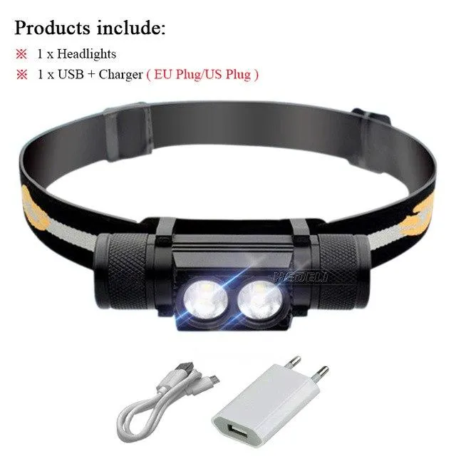 Zoom led headlamp camping light cree xm l2 USB headlight flashlight Head torch led head light waterproof 18650 charge battery