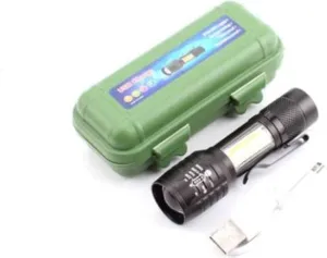 Zoomable USB Rechargeable led Pocket Flashlight with Clip Torch (Black : Rechargeable)