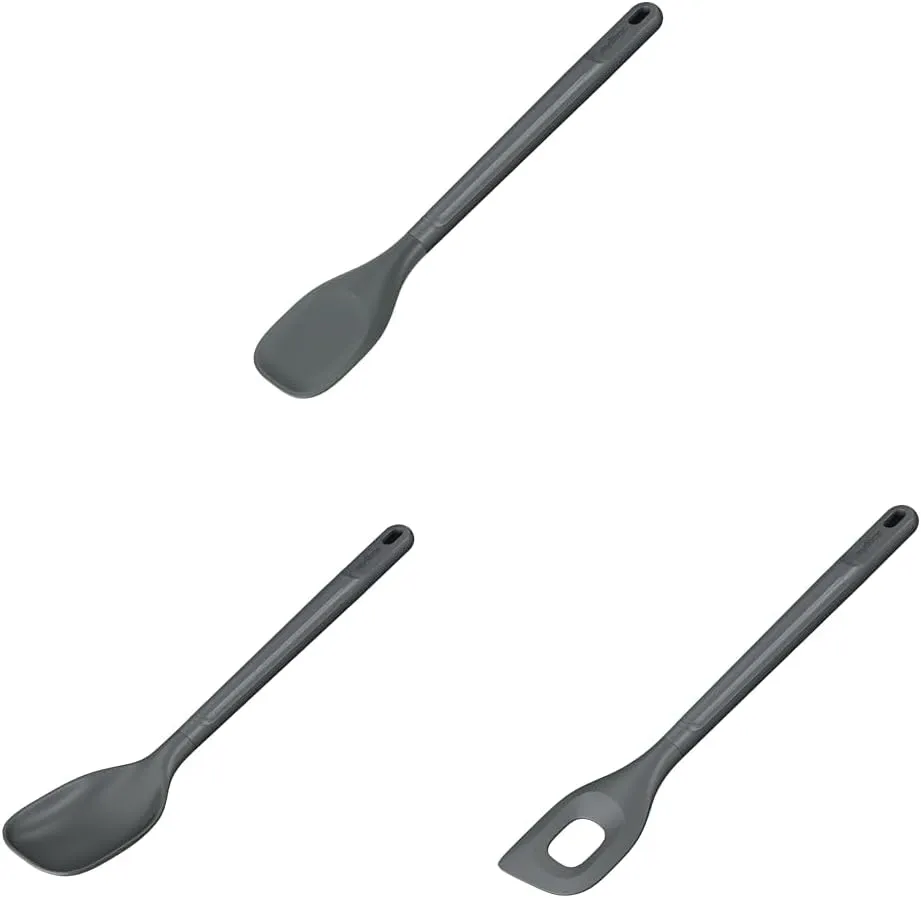 Zyliss Medium Spoontula, Sustainable Wheatstraw/Nylon & E980228 Medium Cooking Spoon & Angled Mixing Spoon
